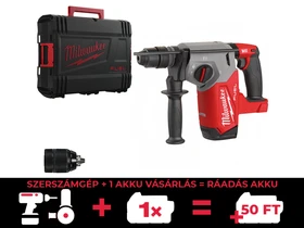 Milwaukee M18FHX-0X akkus fúró-vésőkalapács 18 V | 2,5 J | Betonban 26 mm | 3,4 kg | Szénkefementes | Akku és töltő nélkül | Heavy Duty kofferben