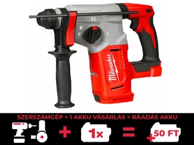 Milwaukee M18BLH-0 akkus fúró-vésőkalapács 18 V | 2,3 J | Betonban 26 mm | 2,6 kg | Szénkefementes | Akku és töltő nélkül | Kartondobozban