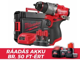 Milwaukee M12FPD2-402X akkus ütvefúró-csavarozó 12 V | 45 Nm | 1,5 - 13 mm | Szénkefementes | 2 x 4 Ah akku + töltő | Heavy Duty kofferben