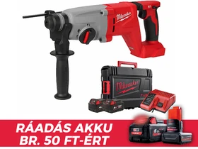Milwaukee M18BLHACD26-402X akkus fúró-vésőkalapács 18 V | 2,6 J | Betonban 26 mm | 2,4 kg | Szénkefementes | 2 x 4 Ah akku + töltő | Heavy Duty kofferben