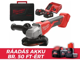 Milwaukee M18BLSAG125X-402X akkus sarokcsiszoló 18 V | 125 mm | 11000 RPM | Szénkefementes | 2 x 4 Ah akku + töltõ | Heavy Duty kofferben