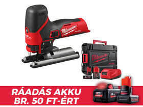 Milwaukee M12FJS-422X akkus dekopírfűrész 12 V | 70 mm | Szénkefementes | 1 x 2 Ah akku + töltő/1 x 4 Ah akku | Heavy Duty kofferben