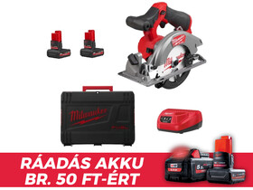 Milwaukee M12FCS442-502X akkus körfûrész 12 V | Körfûrészlap 140 mm x 20 mm | Vágás max. 46 mm | Szénkefementes | 2 x 5 Ah akku + töltõ | Kofferben