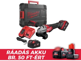 Milwaukee M18FSAGSVO125X-502X akkus sarokcsiszoló 18 V | 125 mm | 3500 - 8500 RPM | Szénkefementes | 2 x 5 Ah akku + töltõ | Heavy Duty kofferben