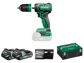 HiKOKI DS18DDQWQZ akkus fúrócsavarozó tokmányos 2 x 2 Ah, 1,3 kg, HSC+ töltő