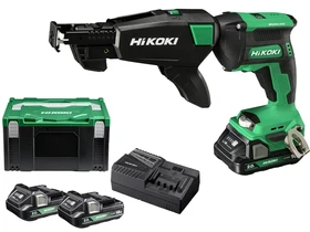 HiKOKI W18DAWBZ akkus csavarbehajtó mélységütközővel 2 x 2.0 Ah + töltő, 1,6 kg, HSC, csavartár