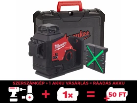 Milwaukee M12 3PL-0C Zöld vonallézer Hatósugár jelfogóval: 0 - 100 m | Akku és töltő nélkül | Kofferben