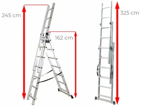 Ztrust háromrészes többcélú létra 3 x 6 fokos | 3,25 m | Alumínium Ztrust háromrészes többcélú létra 3 x 6 fokos | 3,25 m | Alumínium