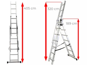 Ztrust háromrészes többcélú létra 3 x 7 fokos | 4,05 m | Alumínium Ztrust háromrészes többcélú létra 3 x 7 fokos | 4,05 m | Alumínium