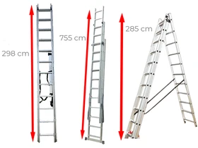 Ztrust háromrészes többcélú létra 3 x 11 fokos | Alumínium Ztrust háromrészes többcélú létra 3 x 11 fokos | Alumínium