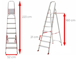 Ztrust háztartási dobogós létra Fokok száma: 8 db | Dobogó magasság: 1,6 | Alumínium Ztrust háztartási dobogós létra Fokok száma: 8 db | Dobogó magasság: 1,6 | Alumínium