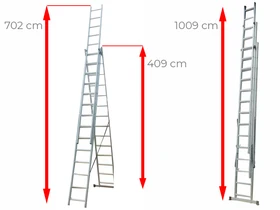Ztrust háromrészes többcélú létra 3 x 15 fokos | 10,09 m | Alumínium Ztrust háromrészes többcélú létra 3 x 15 fokos | 10,09 m | Alumínium