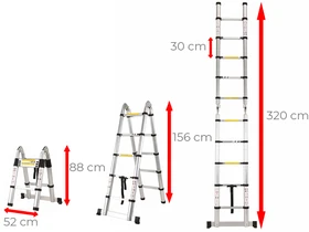 Ztrust kétrészes teleszkópos többcélú létra 2 x 5 fokos | 3,2 m | Alumínium Ztrust kétrészes teleszkópos többcélú létra 2 x 5 fokos | 3,2 m | Alumínium