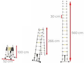 Ztrust kétrészes teleszkópos többcélú létra 2 x 9 fokos | 5,6 m | Alumínium Ztrust kétrészes teleszkópos többcélú létra 2 x 9 fokos | 5,6 m | Alumínium