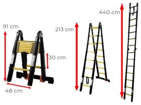 Ztrust kétrészes teleszkópos többcélú létra 7 fokos | 4,4 m | Alumínium Ztrust kétrészes teleszkópos többcélú létra 7 fokos | 4,4 m | Alumínium