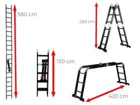 Ztrust ML405A négyrészes csuklós többcélú létra Ztrust ML405A négyrészes csuklós többcélú létra