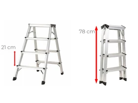 Ztrust két oldalon járható állólétra 2 x 4 fokos | 0,75 m | Alumínium Ztrust két oldalon járható állólétra 2 x 4 fokos | 0,75 m | Alumínium