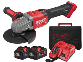 Milwaukee M18FHSAG125XB-552X akkus sarokcsiszoló 18 V | 125 mm | 9000 RPM | Szénkefementes | 2 x 5,5 Ah akku + töltő | Heavy Duty kofferben Milwaukee M18FHSAG125XB-552X akkus sarokcsiszoló 18 V | 125 mm | 9000 RPM | Szénkefementes | 2 x 5,5 Ah akku + töltő | Heavy Duty kofferben