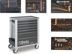 Beta Worker 2400S szerszámos kocsi 7 fiókos, 262 darabos, szürke