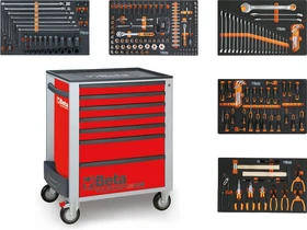 Beta Worker 2400S szerszámos kocsi 7 fiókos, 262 darabos, piros