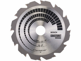 Bosch Construct Wood ø 190 x 2,6 / 1,6 x 30 mm körfűrészlap