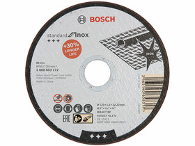 Bosch Standard for Inox AS 46 T INOX BF ø 125 x 1,6 mm, ø 22,23 mm vágókorong Bosch Standard for Inox AS 46 T INOX BF ø 125 x 1,6 mm, ø 22,23 mm vágókorong