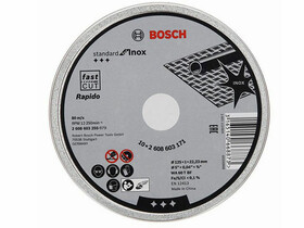 Bosch Standard for Inox WA 60 T BF Rapido ø 125 x 1,0 mm, ø 22,23 mm vágókorong 10 db Bosch Standard for Inox WA 60 T BF Rapido ø 125 x 1,0 mm, ø 22,23 mm vágókorong 10 db