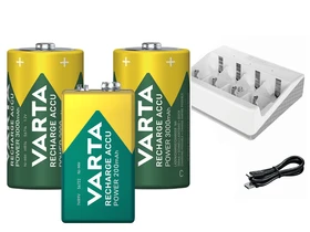 Bosch VARTA 2 x 1.2V HR20 (D) + 1 x 9V 7HR9V ceruzaakkumulátor és töltő szett Bosch VARTA 2 x 1.2V HR20 (D) + 1 x 9V 7HR9V ceruzaakkumulátor és töltő szett