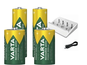 Bosch VARTA 2 x 1.2V HR20 (D) + 2 x 1.2V HR6 (AA) ceruzaakkumulátor és töltő szett Bosch VARTA 2 x 1.2V HR20 (D) + 2 x 1.2V HR6 (AA) ceruzaakkumulátor és töltő szett