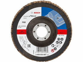 Bosch X431 ø 125 mm, ø 22,23 mm, P60 lamellás csiszolótárcsa Bosch X431 ø 125 mm, ø 22,23 mm, P60 lamellás csiszolótárcsa