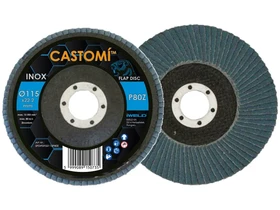 CASTOMI INOX lamellas csiszolotarcsa F29 kupos 115x222 P80Z Kép: CASTOMI INOX lamellas csiszolotarcsa F29 kupos 115x222 P80Z.webp