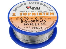 Cynel forrasztoon Sn60Pb40 07 mm 100 g Kép: Cynel forrasztoon Sn60Pb40 07 mm 100 g.webp