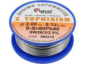 Cynel forrasztoon Sn60Pb40 20 mm 100 g Kép: Cynel forrasztoon Sn60Pb40 20 mm 100 g.webp