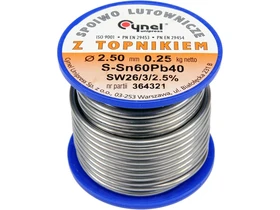 Cynel forrasztoon Sn60Pb40 25 mm 250 g Kép: Cynel forrasztoon Sn60Pb40 25 mm 250 g.webp
