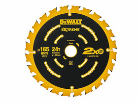 DeWalt DT10624-QZ EXTREME Ø165 x 20mm 24T körfűrészlap DeWalt DT10624-QZ EXTREME Ø165 x 20mm 24T körfűrészlap