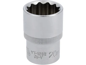 Dugokulcsfej 20 mm 12 negyszog hajtas 12 szogu krom-vanadium CV normal hossz Kép: Dugokulcsfej 20 mm 12 negyszog hajtas 12 szogu krom-vanadium CV normal hossz.webp