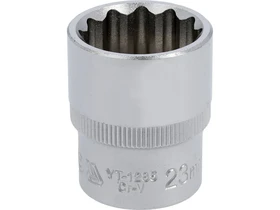 Dugokulcsfej 23 mm 12 hajtas 12-kant Cr-V normal Kép: Dugokulcsfej 23 mm 12 hajtas 12-kant Cr-V normal.webp