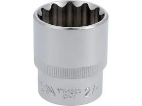 Dugokulcsfej 27 mm 12 hajtas 12-elu Cr-V normal Kép: Dugokulcsfej 27 mm 12 hajtas 12-elu Cr-V normal.webp