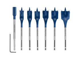 EXPERT Self Cut lapos marófúró készlet, 7 db, 16; 18; 20; 22; 25; 32 x 152 mm EXPERT Self Cut lapos marófúró készlet, 7 db, 16; 18; 20; 22; 25; 32 x 152 mm