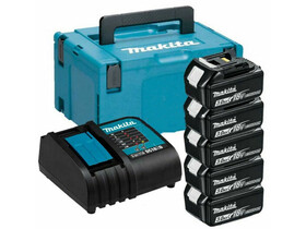 Makita BL1830 3,0 Ah akkumulátor (5db) + DC18RC töltő + Makpac szett Makita BL1830 + DC18RC