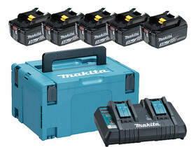 Makita BL1830B 3,0 Ah akkumulátor (5db) + DC18RD töltő + Makpac szett Makita