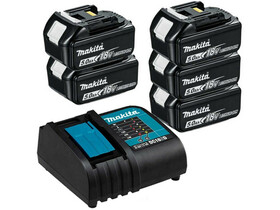 Makita BL1850B 5,0 Ah akkumulátor (5db) + DC18RC töltő Makita BL1850B + DC18RC