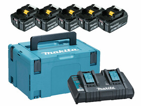 Makita BL1850B 5,0 Ah akkumulátor (5db) + DC18RD töltő + Makpac szett Makita