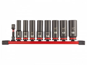 Milwaukee 3/8 inch gépi dugókulcs készlet 9 db Milwaukee 3/8 inch gépi dugókulcs készlet 9 db