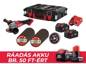 Milwaukee M18FSAG125XB100P-502P akkus sarokcsiszoló 18 V | 125 mm | 8500 RPM | Szénkefementes | 2 x 5 Ah akku + töltõ | Heavy Duty kofferben