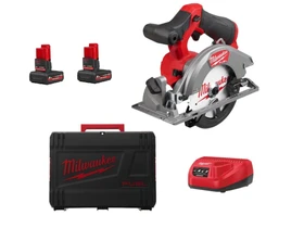 Milwaukee M12FCS442-502X akkus körfûrész 12 V | Körfûrészlap 140 mm x 20 mm | Vágás max. 46 mm | Szénkefementes | 2 x 5 Ah akku + töltõ | Kofferben