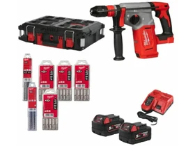 Milwaukee M18BLHX100P-502P akkus fúró-vésőkalapács 18 V | 2,3 J | Betonban 26 mm | 3,5 kg | Szénkefementes | 2 x 5 Ah akku + töltő | Heavy Duty kofferben Milwaukee M18BLHX100P-502P akkus fúró-vésőkalapács 18 V | 2,3 J | Betonban 26 mm | 3,5 kg | Szénkefementes | 2 x 5 Ah akku + töltő | Heavy Duty kofferben