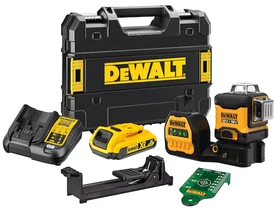 DeWalt DCE089D1G18-QW Zöld vonallézer Hatósugár jelfogóval: 0 - 50 m | 1 x 2 Ah akku + töltő | TSTAK kofferben