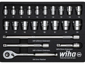 Wiha 337-91 Socket Set 23 pcs Metric 3/8 Drive dugókulcs készlet