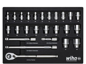 Wiha 338-91 Socket Set 26 pcs Metric 1/2 Drive dugókulcs készlet Wiha 338-91 Socket Set 26 pcs Metric 1/2 Drive dugókulcs készlet